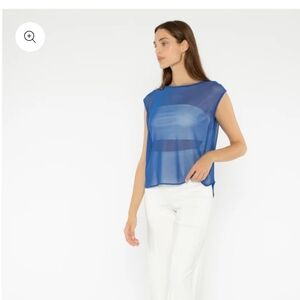 Chic Sheer Blue Women's Blouse